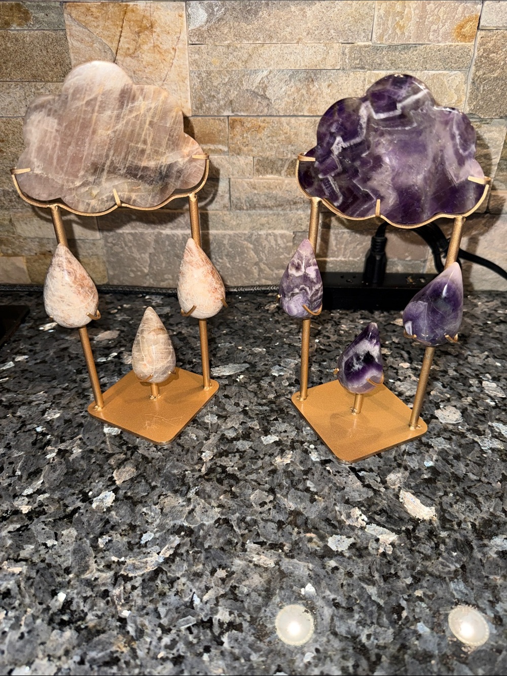 Crystal Cloud and Raindrops Set ~9” tall - Price for 1 se